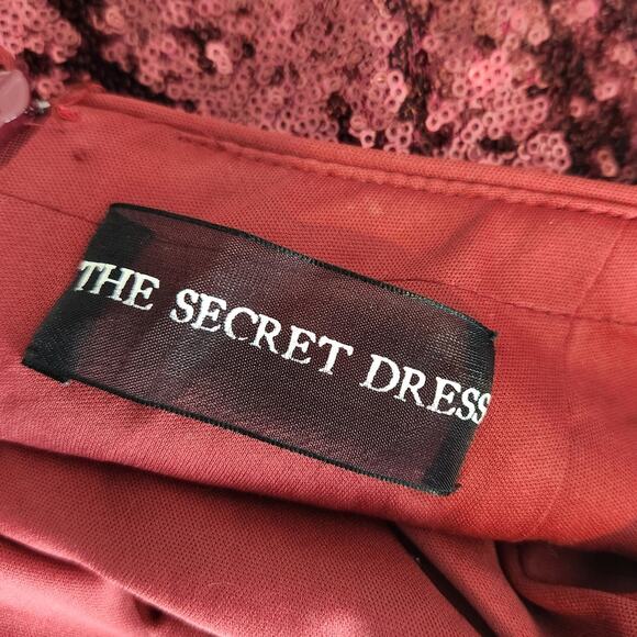 The Secret Dress by Alyce Paris Burgundy Sequin Gown – Size 8 - Open Back Train - Picture 5 of 14